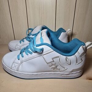 DC Court Graffik White/Blue Womens Girls Skater Shoes  7.5US Y2K Grunge Punk